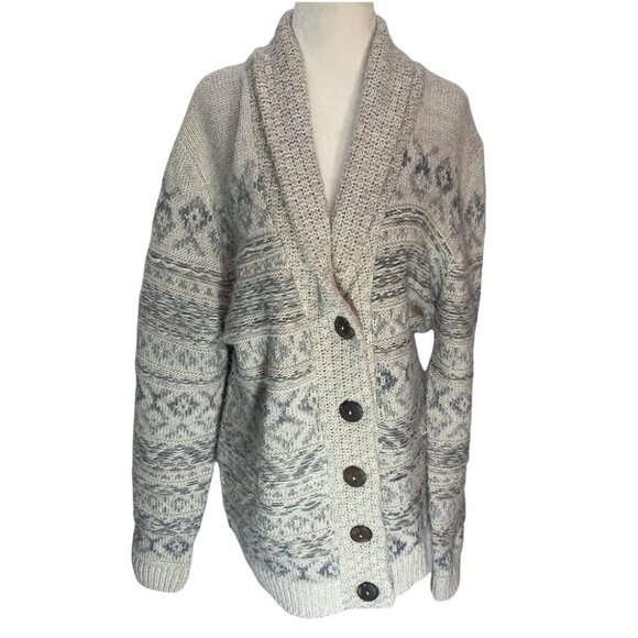 GRANDPA/DAD Button Up Cardigan Cozy Nordic Sweater Size L - Picture 3 of 9